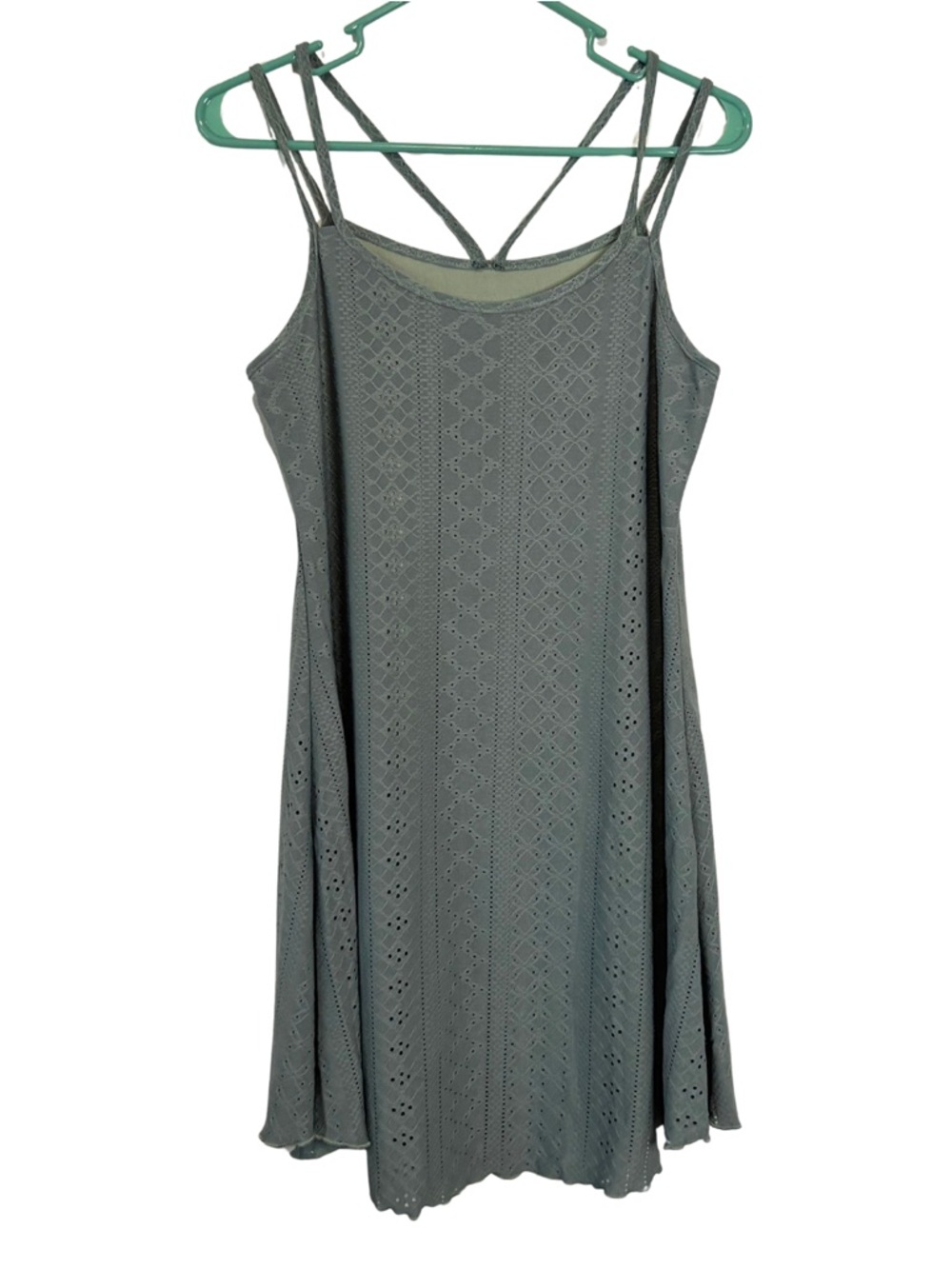 3/$20 SHEIN Sage Green Eyelet Spaghetti Strap Dress